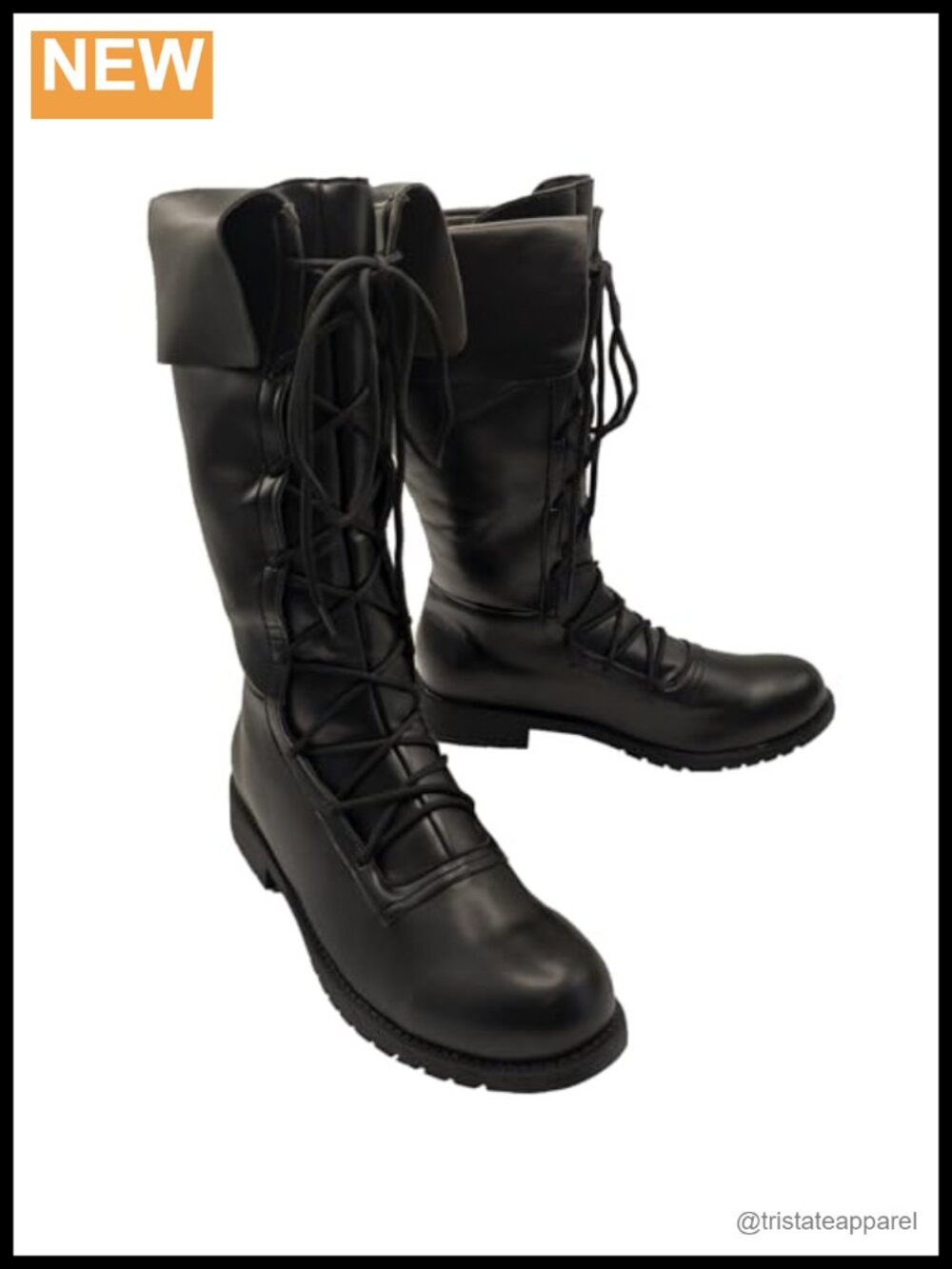 Faux Leather Knee-High Renaissance Lace Up Boots Medieval Cosplay